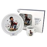 Triptis-Porzellan gestiefelte Kater Kindergedeck, 3 teilig Kindergeschirr, Weiß