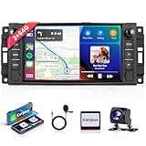 2+64G,Podofo Autoradio Für Jeep/Chevrolet/Chrysler/Dodge Wireless Carplay Android Auto mit Touchscreen 7”,Android Auto Stereo mit AHD Rückfahrkamera GPS Bluetooth RDS/FM Radio/CANBUS
