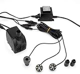 Forever Speed Springbrunnenpumpe mit LED-Ring, 3 x Weiß, LED-Beleuchtung, 1500 l/h