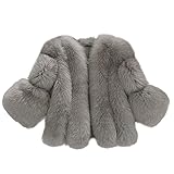 FUPODD Pelzmantel Damen Kurz Dicker Felljacke Damen Kunstpelz Mantel Fleecejacke Frauen Flauschig Pelzjacke Faux Pelz Winterjacke Warm Gefüttert Kunstfell Oberbekleidung Dicke Wintermantel Winter