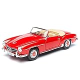 Maisto Mercedes 190SL '55, Modellauto mit Federung, Maßstab 1:18, Türen und Motorhaube beweglich, Fertigmodell, lenkbar, 24 cm, rot (531824)