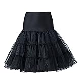 Boolavard® TM Wedding bridal 1950 Petticoat Reifrock Unterrock Petticoat Underskirt Crinoline für Rockabilly Kleid (Große/Extra Große 42-50, Schwarz)