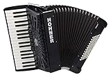 Hohner Bravo III 72 SilentKey Akkordeon (schönes Akkorden mit 34 Piano-Tasten, 4 Standardbass Chöre, 72 Standardbässe, inkl. Trageriemen und Gigbag) Schwarz