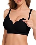 HBselect Still BHS ohne Bügel Seidig Schwangerschaft Mutterschaft BHS Umstands Nahtlos mit zusätzlichen BH-Verlängerung Schlaf BH für Damen Schwarz XL
