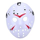 Boolavard Horror Mask Halloween-Kostüm Hockeymaske Party Cosplay Requisiten Maske (Weiß)