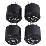 Yibuy 2,7x2,27 cm Schwarz Bakelit 9-Pin-Röhrensockel 12AX7 Audio-Röhrenverstärker Vakuumröhrchen-Basispackung mit 4 Stück