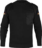 normani Herren Bundeswehr Pullover Original nach TL Winterpulloverullover mit Brusttasche und Deutschlandfahne Farbe Dunkelschwarz Größe M