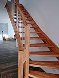 Holztreppe innen FERTIGUNG NACH MAß Innentreppe zur Selbstmontage Treppe in Buche Kern-stabverleimt FARBLOS ENDLACKIERT gewendelt mit 13 Steigungen