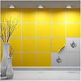 FoLIESEN Fliesenaufkleber einzeln 15x15 cm - Probe-Muster, Testmuster, Farbmuster - Fliesen-Folie selbstklebend - 1 Klebefliese zum Ausprobieren, .:Gelb matt