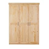 Inter Link - Kleiderschrank - Drehtürenschrank - Wäscheschrank - Garderobenschrank - Schlafzimmerschrank - 2 Türen - Kiefer massiv - Pelle - Natur lackiert