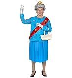 shoperama Lustiges GB Queen Kostüm für Herren englische Königin Elizabeth Lizzy Drag Queen JGA Junggesellenabschied Karneval Großbritannien, Größe:XL