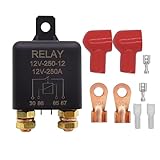HISports 12V 250A Trennrelais, Auto Relais, Hochleistungs für Kfz, LKW, Boot, Mit 2-Polige Basis + 2 Anschlüsse, Split Laden