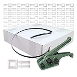 Umreifungsset 12 mm komplett mit Umreifungsgerät, 1000 m PP-Umreifungsband und 250 Kunstoffklemmen