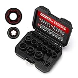 CASOMAN 19PCS External Torx Plus Socket Set, 6 Point EP4-EP32 with 1/2'', 3/8'' & 1/4'' Dr, 5 Point 1/2'' Dr. EP8.8 Compatible with Tesla, Cr-V Steel