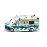 Siku 2301, Polizeiauto Mercedes-Benz Sprinter, Polizei-Spielzeug, 1:50, Metall/Kunststoff, Blau/Weiß, Drehbare Satellitenschüssel, Abnehmbares Dach, Diverse Türen zum Öffnen