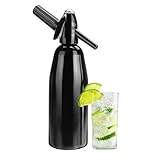 AstraLoom Tragbarer Soda Maker, 1L Soda-Siphon aus Aluminium für Sprudelwasser & Cocktails (Schwarz)