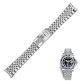 COEPMG 20 21 mm Edelstahl-Ersatzarmband Armband Jubiläum mit Austernverschluss für Rolex GMT Master II Date JUST (Farbe: Silber, Größe: für GMT II (20 mm))
