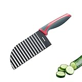 Westmark Wellenschneider – Buntmesser für Gemüse, Kartoffeln, Pommes – BLW Baby Beikost – Wellenmesser mit Antihaftbeschichtung – Schwarz-Rot, 28,3 cm