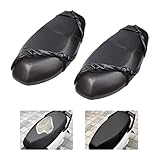 Leder Wasserdicht Sitzabdeckung Universal Schwarz Sitzabdeckung Roller Sitzbezug Motorrad Kissen Sitzbezug,Wasserdicht,Winter Warm Sommer Kühl für Die Meisten Motorrad-Rollerabdeckungen 2 Stücke
