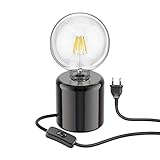 ledscom.de Tischlampe TIPO Porzellan rund schwarz Kugel inkl. E27 G125 Filament Lampe 7,123W warm-weiß 838lm
