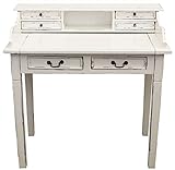 LioLiving®, Massivholzschreibtisch Ilena (weiß/Shabby chic) (#400223)