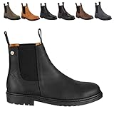 Chelsea Boot »NEW WORK« von SUEDWIND© | bequeme Stiefelette aus robustem Rindsleder | Made in Portugal | Reitschuh mit Profil-Gummisohle und Innen-Leder | Schuh Schlupf Stiefel | Schwarz | Gr. 40