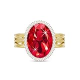 Linawe Rubin Rot Ring Verstellbar Gold Ringe Frauen, Moissanite Ring mit Stein, Damenring Modeschmuck Goldring Damen, Goldene Ring Schmuck Jewelry, Fingerring Vergoldet Diamant Ring