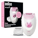 Braun Silk-épil 3, kabelgebundener Epilierer Damen für Haarentfernung, Ladyshaver,Rasieraufsatz und Trimmeraufsatz, 3-031, Rosa
