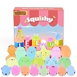 Squishy Leuchtend 30 Stück Mini Squeeze Spielzeug Mochi Squishies Fluoreszierende Squeeze Kawaii Anti Stress Spielzeug Party Geschenke Dekoration für Jungen und Mädchen, Zufälliger Stil und Farbe