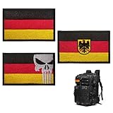 3 Stück Deutschland Patch,Deutsch Flaggen Patches,Germany Flag Patch Klett mit Gestickt Abzeichen für Taktische Militär Kleidung,Baseballkappe,Weste,Rucksack,Uniform,Hundegeschirr Militär Taktisch