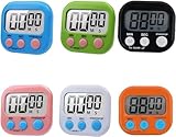 6 Pack Digital Kitchen Timer, Magnetic Kitchen Timer, Big Digits Loud Alarm Magnetic Back Count Up Countdown Timer with ON/Off Switch for Students, Cooking,Baking