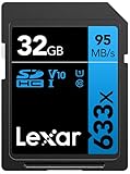 Lexar Professional 633x SD Karte 32GB, SDHC UHS-I Speicherkarte, Bis zu 95 MB/s Lesen, für DSLR-Mittelklasse, HD-Camcorder, 3D-Kameras (LSD32GCB1EU633)
