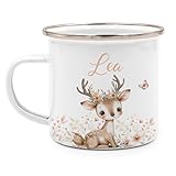 Kidsmood - Emaille Tasse Personalisiert mit Namen- Robuste Kinder Tasse für Camping & Alltag - BPA-frei, Spülmaschinenfest, Kinder Becher als Geschenke zur taufe, zur Geburt oder für Weihnachten