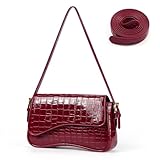 Etercycle Umhängetasche Damen, PU Leder Crossbody Bag mit 2 Schultergurt Handtasche Y2K Schultertasche Vintage für Frauen Trendy Taschen (Krokodilrot)
