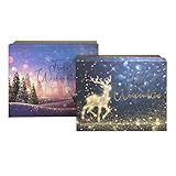 Idena 30498 - Geschenkbox mit Deckel, 2 Stück in den Größen 31 x 24 cm und 34 x 27 cm, Schachtel in Schwarz und Gold