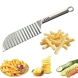 WeddHuis 1 Stück Wellenschneider aus Edelstahl, Riffelmesser, Wellenschnittmesser, Wellenmesser für Gemüse, Pommes, Obst (Verlängert und verdickt)