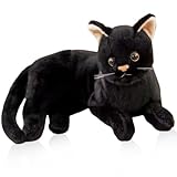 QWEPU Schwarze Katze Plüschtier,Katze Kuscheltier,Katze Puppe Gefüllte Lebensechte Katze Plüschtier Spielzeug Für Heimdekoration, Fotografie-Requisiten,30CM