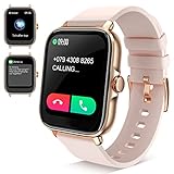 Smartwatch Damen mit Telefonfunktion, 1.7" Touchscreen Uhr Fitness Tracker mit Whatsapp Funktion, Wasserdicht Fitnessuhr Sportuhr für iOS Android, Geschenk für Geburtstag Weihnachten, Watch Rosegold