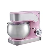 DMS® Küchenmaschine, 1600 Watt, 6,5L Edelstahlschüssel, 6 Geschwindigkeiten, Knethaken, Rührbesen, Schneebesen, Spritzschutz, Teigmaschine, Rührmaschine, Knetmaschine, leistungsstark, KM-1600 (Rosa)