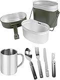 normani Bundeswehr Essgeschirrset Bund Essbesteck + BW Aluminium Kochgeschirr + Edelstahltasse Farbe Oliv