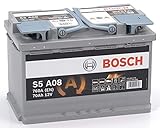 Bosch S5A08 - Autobatterie - 70A/h - 760A - AGM-Technologie - angepasst für Fahrzeuge mit Start/Stopp-System