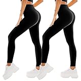 SINOPHANT 2er Pack Leggings Damen High Waist - Sportleggins Elastisch Yogahose Blickdicht Fitness Gym Yoga(2 Schwarz/Schwarz,S-M)