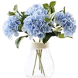 Famibay Hortensie Künstlich Blumen 3 Stücke Gefälschte Seidenblumen Blumensträuße Hochzeit Party Blumen für Garten(3Pcs,Blau)