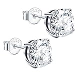 Dochais Ohrringe Damen Set Basic mit Kristalle in 925 Sterling Silber Ohrstecker für Damen Männer Hypoallergene Ohrringe Zirkonia Geschenk 4/5/8MM (Silber-8mm)