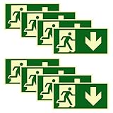 8 Stück Notausgangsschild Nachleuchtend Selbstklebend Fluchtwegschilder Nachleuchtend Hochwertiges Schild Notausgang PVC Fluchtwegschilder Notausgang Schild Rettungswege (Pfeil Unten)
