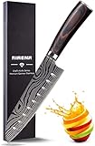 AIRENA Japanisches Santoku Messer, 7 inch Kochmesser Profi Messer Deutsche Karbon-Edelstahlmesser Extra Scharfe Messerklinge mit Ergonomischer Griff, Beste für Home Kitchen