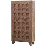 Orientalischer Schrank Midelt 90x40x180 cm (B/T/H) aus Massivholz & Altholz geschnitzt Kolonial-Stil | Echtholz Hochkommode | Vintage Kleiderschrank | CAC70760
