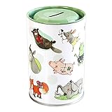 Spardose Kinder Freche Tiere aus Blech | Sparschwein Blechdose für Mädchen oder Jungen | Schöne Geschenkidee für Geburtstag, Einschulung und andere Anlässe