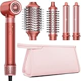 HITTIONA Airstyler 5 in 1 mit Lockenstab Auto-Wrap, und High Speed Ionen Föhn, Hairstyler für Schnelltrocknend, Keine Hitzeschäden, Flauschige Locken & Seidiges Haar, mit Reisetasche