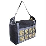 Grantien Heutasche mit Riemen,Futtertasche für Pferde, Kofferraum-Aufbewahrungstasche für Autos,große Tragetasche für Reiterpferde,Oxford Black 24"x19"